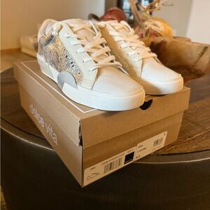Dolce Vita Cream and Silver Sneakers